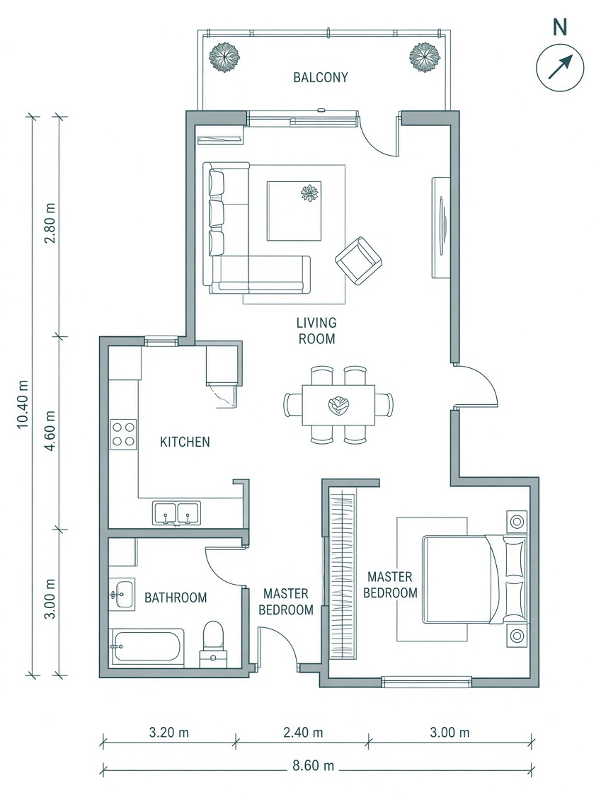 Apartment floor plan blueprint